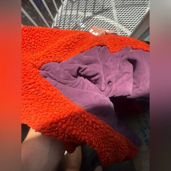 Free People Rivington fleece zip up size Small red with black purple vintage - Picture 7 of 16